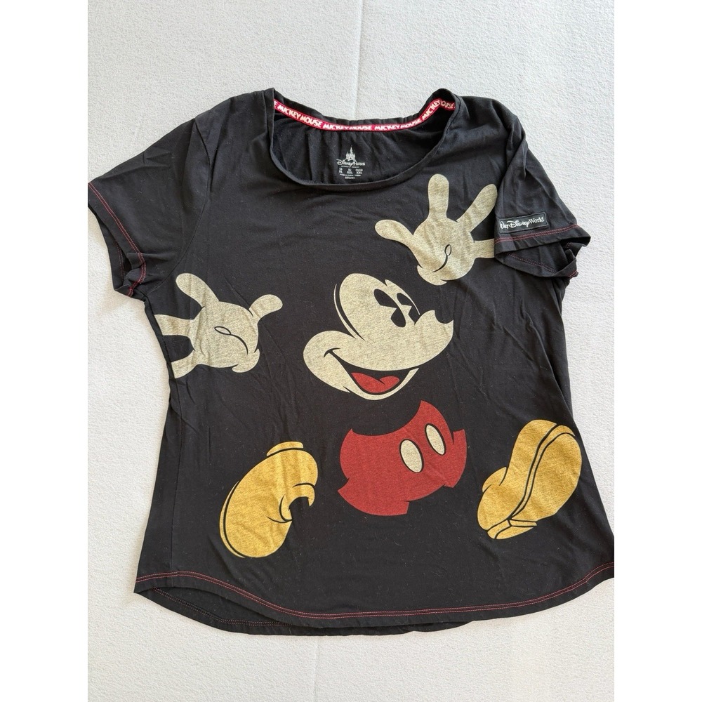 Disney Parks Mickey Mouse Black Graphic T-Shirt Women XL Walt Disney World